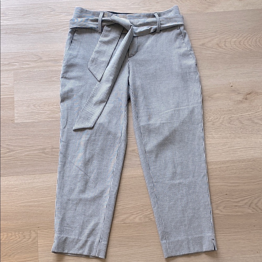 Banana Republic Striped Cropped Pants | Tie Belt Ankle Pants